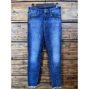 MOTHER High Waisted Looker Ankle Fray Women's Jeans Medium Wash Sz 25